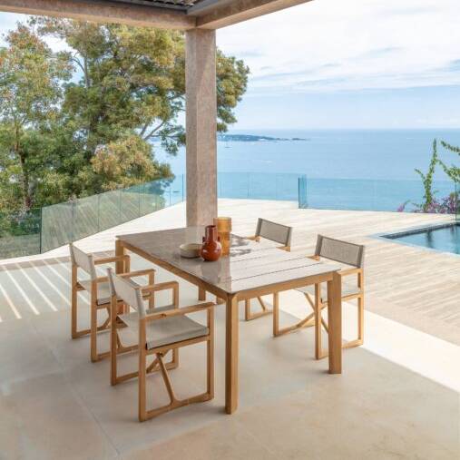 Καρέκλα Σκηνοθέτη Thea Μασίφ Teak 61x55xH82