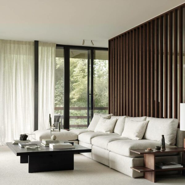 Τραπέζι Σαλονιού Grooves - Μαύρο Μασίφ Ξύλο, 140x110xH34