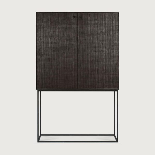 Ντουλάπι Grooves - Μαύρο Teak, 120x45xH162