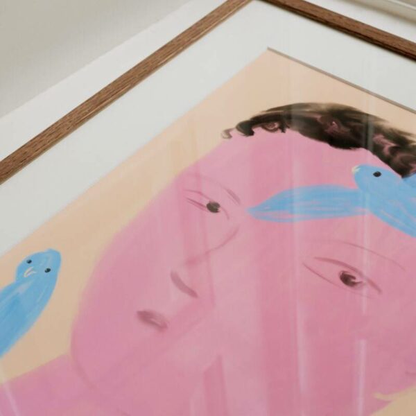 Πίνακας Boy & Parrot - Dark Oak Frame, 50x70