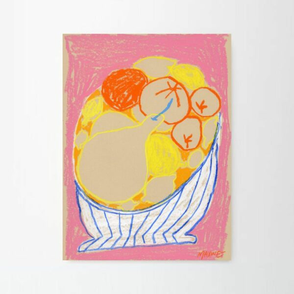 Αφίσα Fruit Bowl On A Pink Table - Ματ Φινίρισμα, 30x40