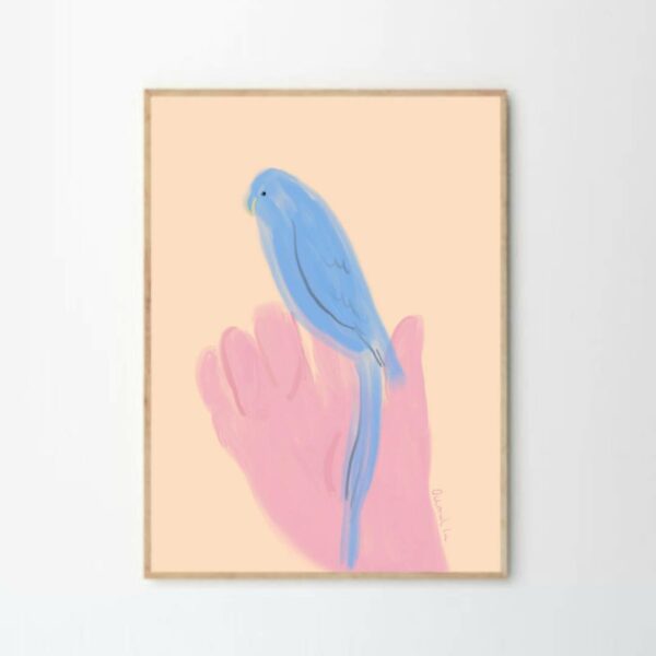 Πίνακας Parrot In Hand - Dark Oak Frame, 21x29,7