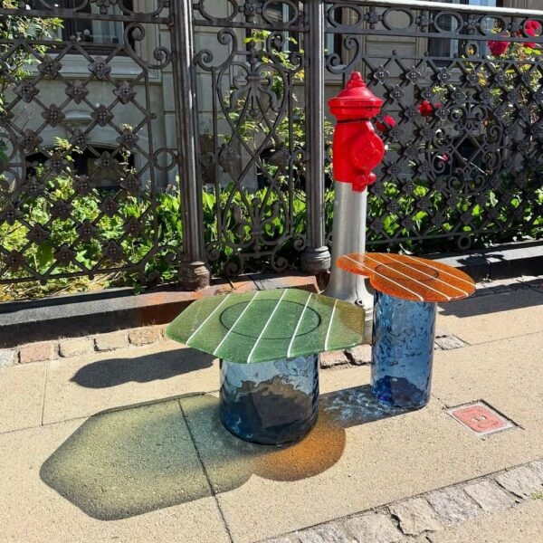 Τραπέζι Σαλονιού Striche, Πορτοκαλί / Διαφανή, 55x53,5xH31