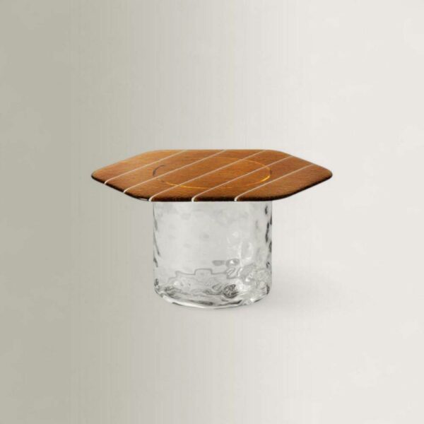 Τραπέζι Σαλονιού Striche, Πορτοκαλί / Διαφανή, 55x53,5xH31