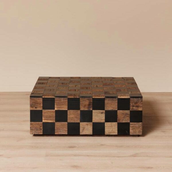 Τραπέζι Σαλονιού Kadrie - Μάρμαρο/Ξύλο, 90x90xH33