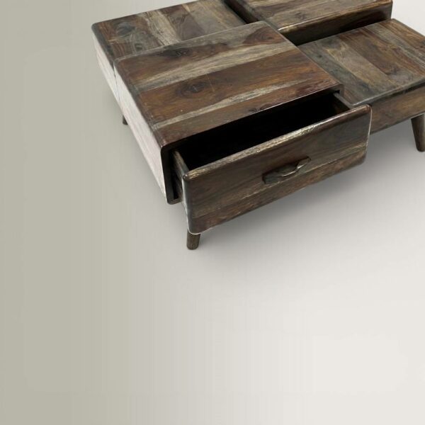 Τραπεζάκι AUG18COF4 - Μαύρο Wdn, 4 Drawer