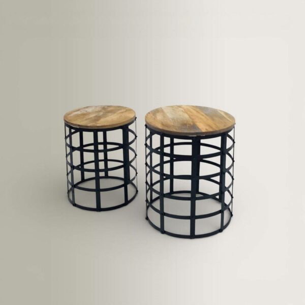 Σετ/2 Τραπεζάκια C65-70/163-168 - Μαύρο Iron + Wdn