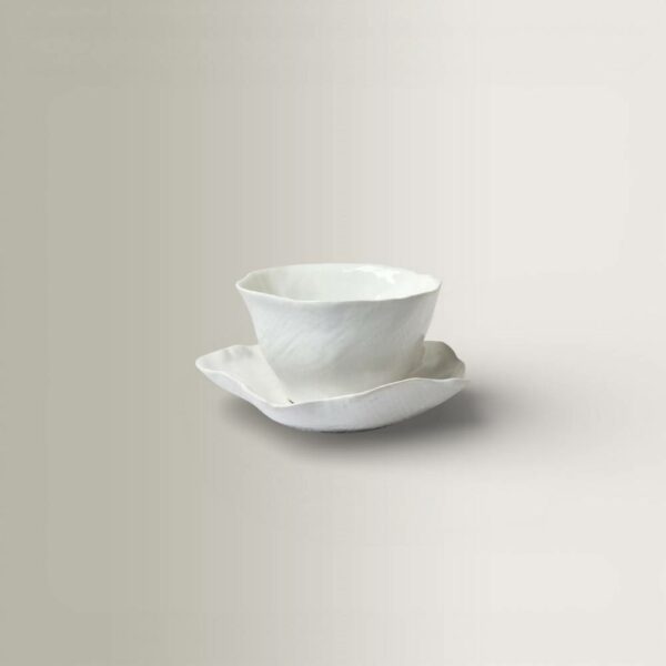 Κούπα + Πιατάκι Claire - Λευκό, Ø10 + Ø14