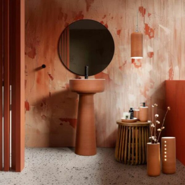 Νιπτήρας Free Standing Index Red Pedestal - Orange, Φ42