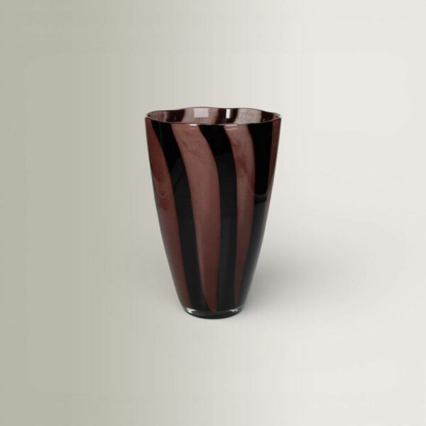 Βάζο Stripe - Καφέ, 14x14x25